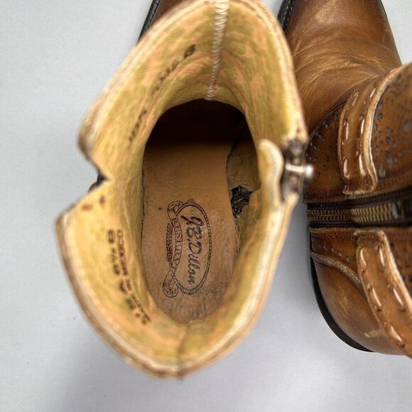 J.B. Dillon Women's Size 6.5 Brown Leather Western Ankle Boots - Picture 9 of 11